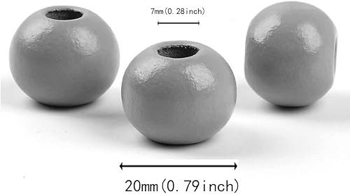 Miniatura 2 de Oneyijun 50 cuentas grandes de madera redondas naturales de 0.78 pulgadas (0.787 in), cuentas sueltas, para guirnaldas hechas a mano, decoración del