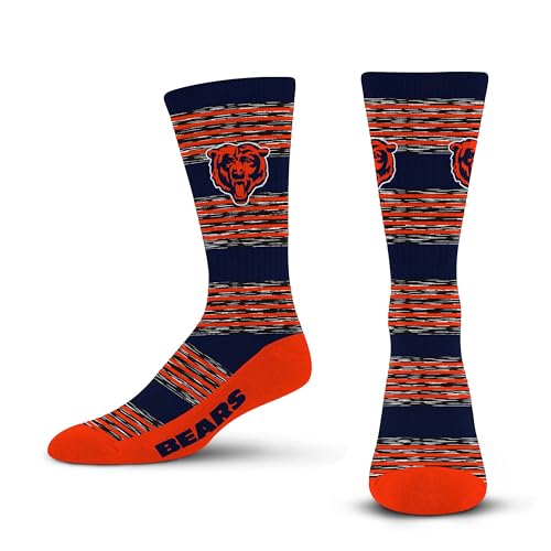 For Bare Feet NFL CHICAGO BEARS RMC Multi Stripe Crew Sock Team Color Large