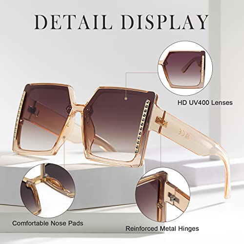 Dollger Oversized Square Sunglasses for Women Trendy Big Fram Sun Glasses Large Wide Shades for Womens UV 400 Sunnies4