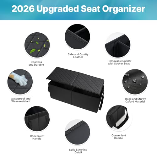 Image of Mixsuper Liner Car Seat Organizer for Subaru Ascent 2019-2026, Console Organizer Backseat Box for Subaru Ascent, Dog Toy Foldable Storage Bin Collapsible Box Kids Toys Baby Supplies Travel Accessories