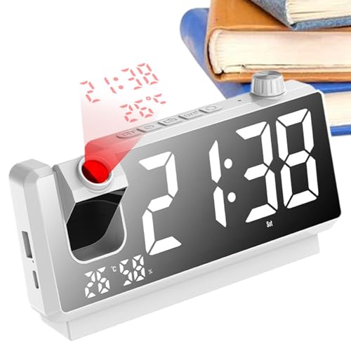 Moderno reloj despertador giratorio, reloj digital para dormitorio, decoración de reloj de escritorio, proyector de alarma de dormitorio, reloj digital electrónico, reloj de proyección ajustable