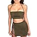 Antopmen Women Sexy Spaghetti Strap Crop Top Side Lace Up Skirt Outfit Two Piece Bodycon Bandage Dress (Small, Army Green)