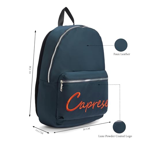 Image of Caprese Venus 19L Laptop Backpack Large | Stylish Color Block Bag with Signature Logo | 2 Compartments with Trolley Sleeve | Spacious Adjustable Strap Travel Backpack for Women