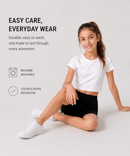 Image of KYDA KIDS Girls's Stretchable Anti Bacterial Cycling Shorts, Yoga & Workout Gym Shorts (Pack of 3)
