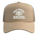 Funny Hockey Goalie Grandma of A Hockey Keeper Grandmother Trucker Hat with Adjustable Mesh Back, Khaki