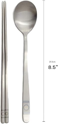 Miniatura 4 de 5 juegos Hecho en Corea Juego de palillos de cuchara de arroz pegajosa coreana chapado en titanio dorado 304 vajilla de acero inoxidable 304,