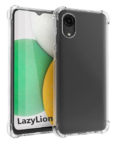 Image of COVERBLACK Flexible Defender Bumper Back Case with Edges and Color Button Back Cover for Samsung A04Core - SM-A032F - Transparent