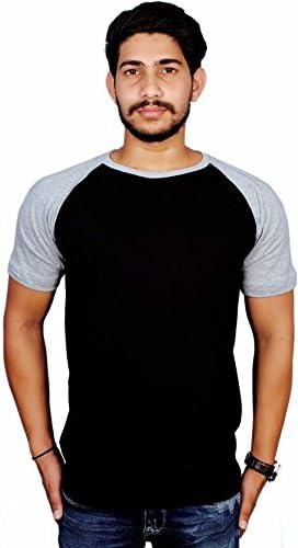 Solid Men's Round Neck Black, Grey T-Shirt