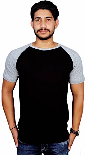 Solid Men's Round Neck Black, Grey T-Shirt