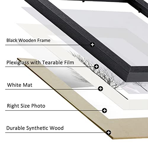 Outgeek Black Picture Frame Multi Size Set Of 6 Bulk Wooden Square Matted Photo Frames With Mat Including Two 4X6, Two 5X7, Two 8X10 - Wall Gallery Hanging Or Tabletop Display (6 Pcs - 4X6, 5X7, 8X10) #TOP1