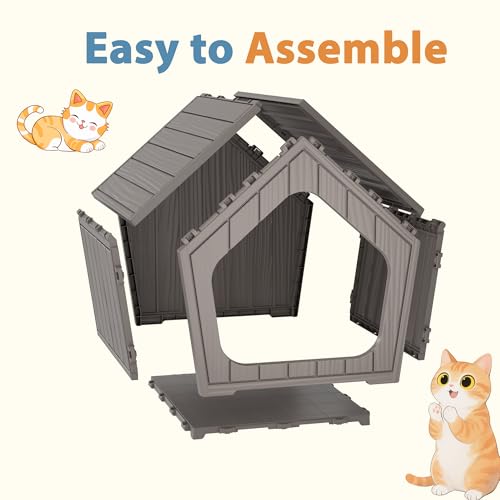 Image of Cat Litter Box Enclosure, Resin Enclosed Litter Box Furniture with Air Holes, Outdoor Cat House Weatherproof, Wide Opening Design for Easy Cleaning, Grey