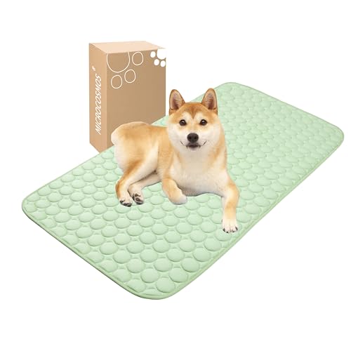 MICROCOSMOS Summer Cooling Mat & Sleeping Pad- Water Absorption Top, Materials Safe, Easy Carry, EZ Clean. Keep Cooling for Pets, Kids and Adults.(Green, 48" x24")