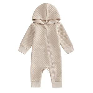 BemeyourBBs Newborn Baby Boy Girl Fall Winter Clothes Zipper Hooded Romper Cute Long Sleeve Jumpsuit Warm One Piece Outfit