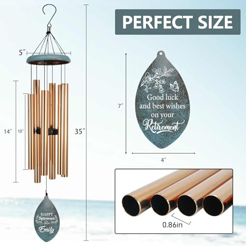 Image of ASTARIN Personalized Happy Retirement Gift, Custom Name Retirement Wind Chimes for Women Men, 35 inch Large Deep Tone Wind Chime Retire Gifts for Co-Workers Boss Friends Parents