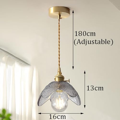 Lámpara colgante de comedor E27 moderna con tulipa de flor de cristal 8