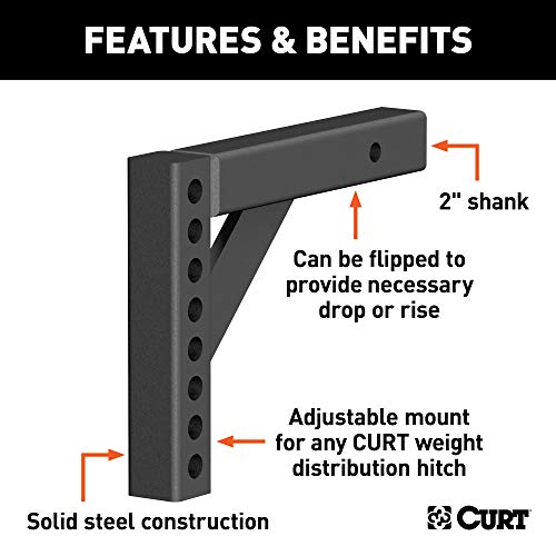 Curt 17120 Replacement Weight Distribution Hitch Shank, 2-Inch Receiver, 5-5/8-Inch Drop, 8-7/8-Inch Rise, Black #TOP2