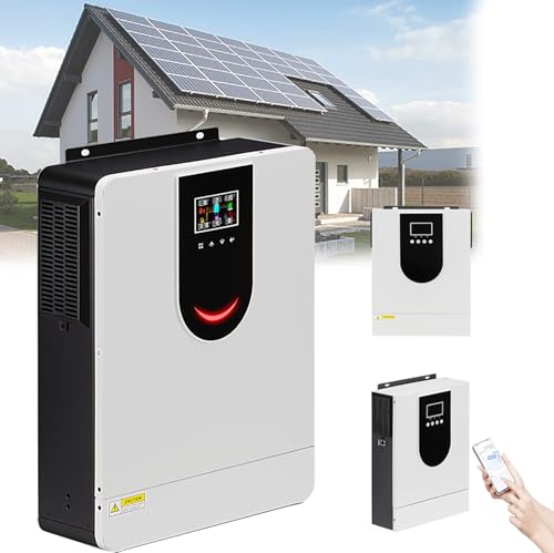 IYUESQ Inversor Solar híbrido de 2000 W/3000 W, inversor de Onda sinusoidal Pura Fuera de la Red de 12 V CC/24 V a 230 V CA, Cargador Solar Mppt de 80 A, Compatible con WiFi/Pantalla LCD,