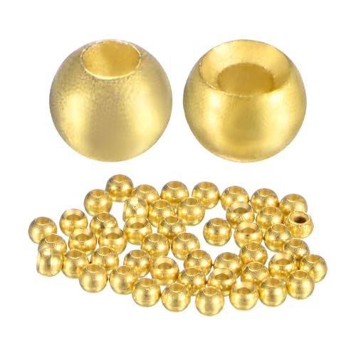 TIXIPEM 2mm Dia Tungsten Beads for Fly Tying [50PCS] - Slotted Head Ball for Tackle Craft & Fishing - [#18-20 - Gold Tone] Sink Deeper Faster Tapered Hole Fly Fishing Materials