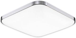 Littleduckling 24W LED Ceiling Light 39x39x9cm Ultra-thin Modern Silver Cool White Super Bright Square Lamp for Living Room Bathroom Bedroom Dining Room