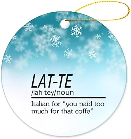 Christmas Keepsake Ornaments LAT-te Definition Quotes Porcelain Ornament Gifts Ornaments Mint Green Shinning Christmas Tree Hanging Ornaments Souvenir Holiday Decorations