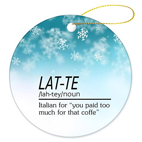 Christmas Keepsake Ornaments Lat-Te Definition Quotes Porcelain Ornament Gifts Ornaments Mint Green Shinning Christmas Tree Hanging Ornaments Souvenir Holiday Decorations #TOP11