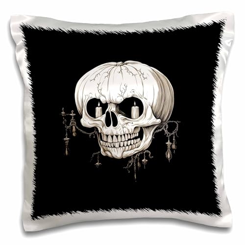 3dRose Jack O Lantern Cranium Lantern Halloween Gothic - Pillow Cases (pc-384356-1)