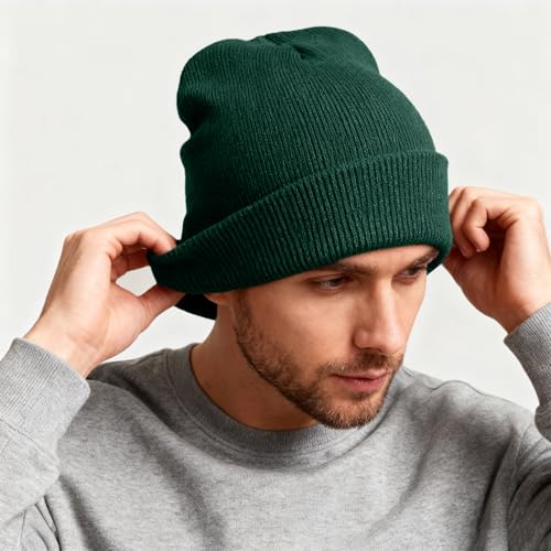 Image of ZOORON Beanie for Men Women Warm Winter Hat Unisex Soft Knit Cuffed Beanie