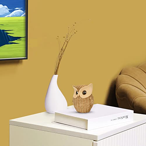 Owl Statue Home Decor, Owl Figurine For Shelf Decor Accents, Vintage Woven Pattern Crafted, Owl Sculpture For Home Decoration, Animal Ornament For Shelf Cabinet Desktop, Gift For Owl Bird Lovers #TOP4