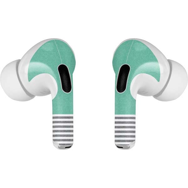 Skinit Decal Audio Skin Compatible with AirPods Pro 2nd Gen - Teal and Grey Stripes Design