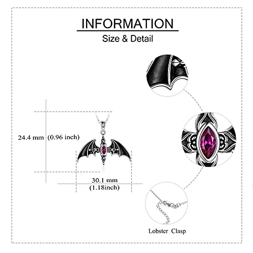 SHEAISRS Bat Necklace 925 Sterling Silver Celtic Cross Necklace Gothic Jewelry Gift for Women (Bat Necklace) - Image 5