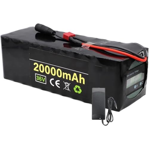 HTDRE Batería de Iones de Litio para Bicicleta eléctrica, 36 V, 20 Ah, 10S4P, 500 W, 20 000 mAh, para Motor de 200 W y 1000 W, con BMS y Cargador XT60.
