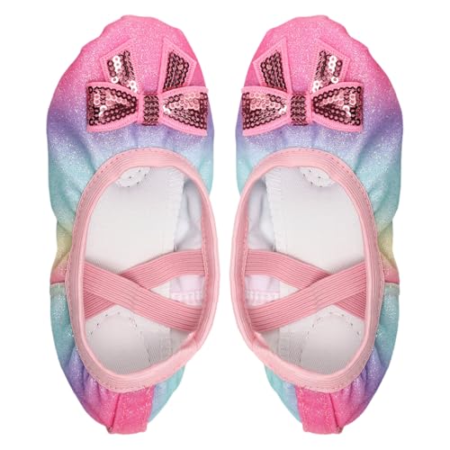 Aislor Girls Sparkly Flat Shoes Roll Up Slippers Split Sole Ballerina Slippers for Ballet Recital Stage Shows2