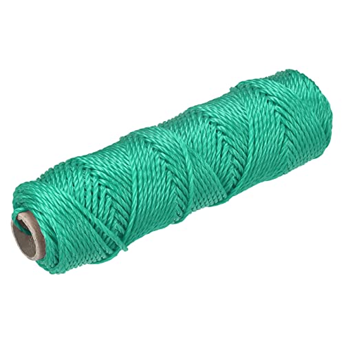 sourcing map Torcida Albañil Línea Nylon Cordel Cuerda Cordón Verde 50M/164 Pies 3mm Diámetro para Redes, Paisajismo, Hogar Mejora, Bricolaje Proyecto, Artesanía, Albañilería