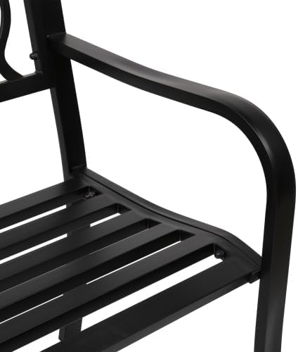 50" Outdoor Garden Bench, Patio Furniture Metal Outdoor Chair with Cast Iron Frame, Weather Proof 2-Person Outdoor Loveseat with Welcome Backrest for Park, Porch, Pool, Backyard