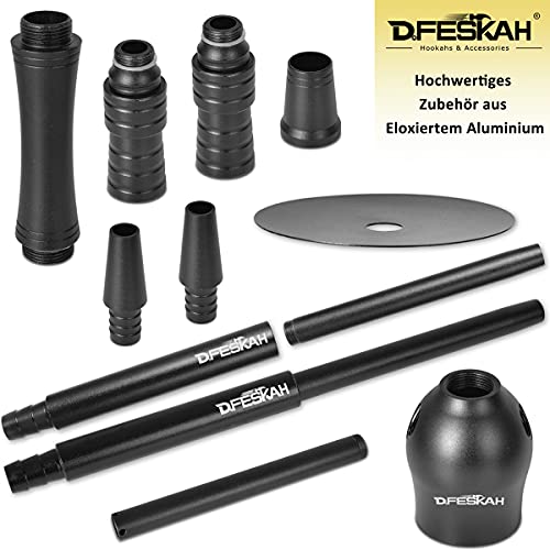 Mini Shisha Set, 40cm Hookah To Go 2 Schläuche 2 Anschlüsse | Kleine Wasserpfeife Reise Shisha Set Aluminium | Shisha… – Bild 8