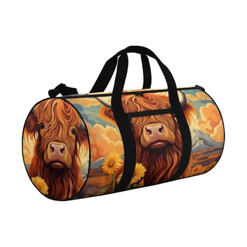 Highland Cow Duffle Bag with Adjustable Strap,Foldable Travel Duffel Bags for Men Women,Waterproof Duffel Bags2