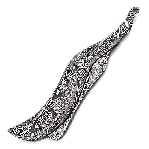 Hand Made Damascus Steel Straight Razor Folding Razor With Shaving Ready Classic Barber Blade Edge, Men Straight Razor, Leather Case + Strop, Close Shave, Great Gift R-85 #TOP4