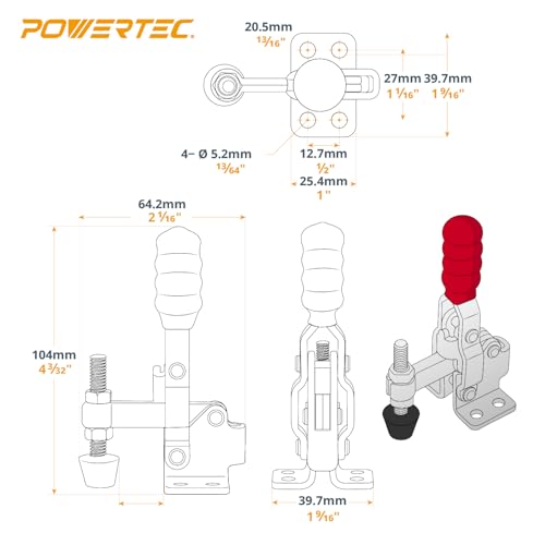 image for POWERTEC 16PK Toggle Clamp, 200 lbs Capacity, 12050 Quick Release Vert