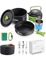 HOMGEN Aluminium Camping Cooking Set with Folding Cutlery for 2-3 People