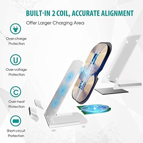 POWSAV Foldable Wireless Charger, 15W Fast Wireless Charging Stand Qi-Certified for iPhone 11 12 13 14 Pro Max X 8 Plus Samsung Galaxy S22 S21 S20 S10 Airpods Xiaomi Huawei etc