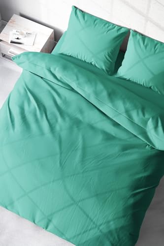 King Size Yeşil Lux Pamuk Ranforce Çift Kişilik Nevresim Takımı, monohome46651