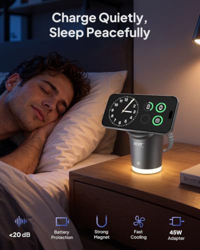 Acer 3 in 1 Wireless Charging Station for Apple, 25W Qi2.2 Magnetic Charger - image 6