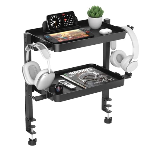 KDD Clamp On Desk Organizer - Adjustable 2-Tier Above or
