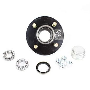 Southwest Wheel 4-Hole, 4" Bolt Circle Idler Hub for 2,000 lb. Axles BT9 Spindle for 1 1/16" Spindle with L44649 Trailer Bearings, Cast Steel, Black