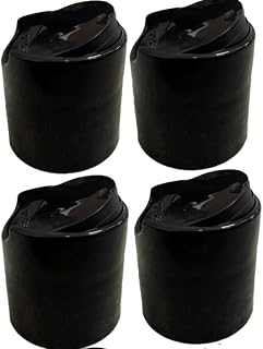 PP Plastic Disc Top Caps, 24/410 Replacement Press Caps, Black (4)