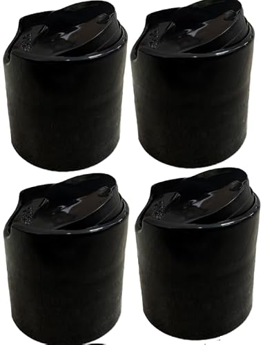 PP Plastic Disc Top Caps, 24/410 Replacement Press Caps, Black (4)