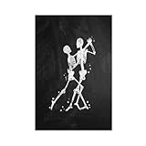 Argentine Tango Dance Art, Romantic Skeleton Dancer Decorative Poster Poster Wall Art Decor Print Picture Paintings for Living Room Bedroom Decoration Unframe 16x24inch