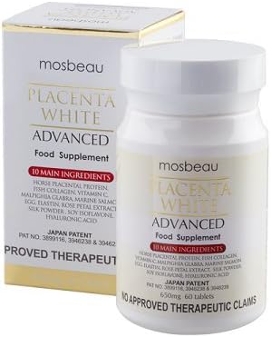 Mosbeau Placenta White Advanced Whitening Tablets 60 count 650mg Japan