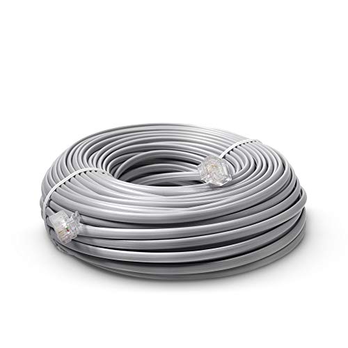 THE CIMPLE CO 50 FT Phone Cord for Landline - Modular Phone Line Cord for Fax, Printer, AIO, and Office Machines - 2 Conductor (2 Pin, 1 Line) Telephone Cable Extension 50 Feet (15 Meters), Grey