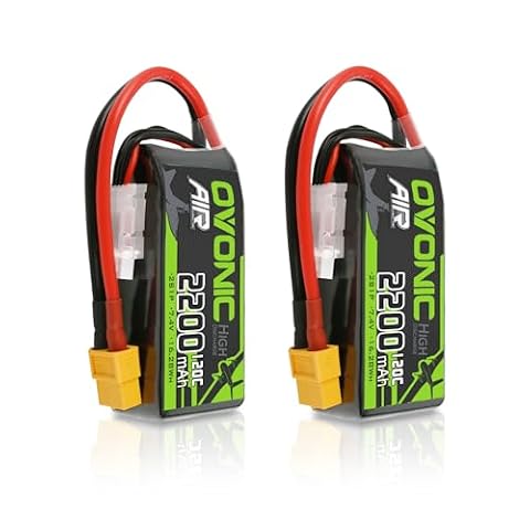 OVONIC 2s Lipo akumulator 7,4 V 120C 2200 mAh akumulator Shorty Pack z wtyczką XT60 do helikoptera samolotowego 1:14 RC Car RC (2 sztuki)